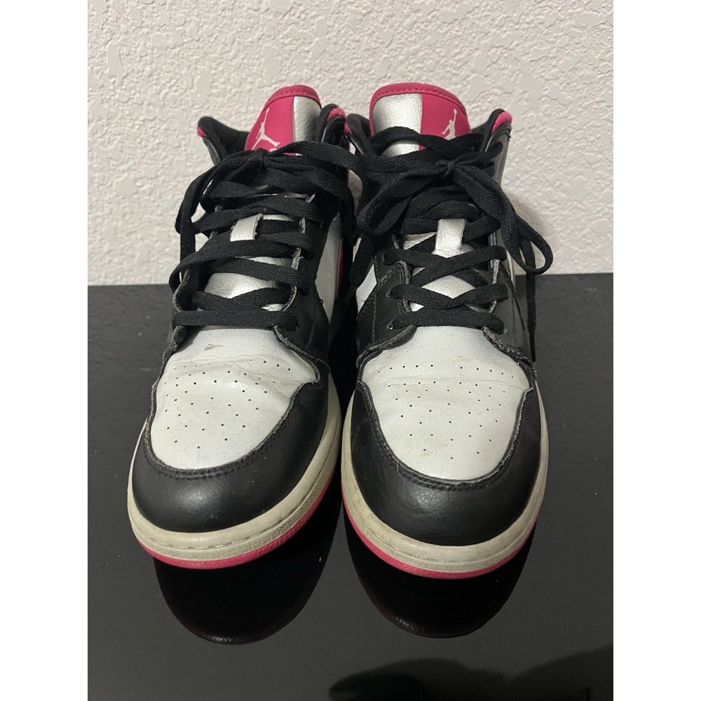 Air Jordan 1 Black Gray Pearl Vivid Pink Size 7Y Sneakers 555112-009 Shoes - Picture 2 of 8